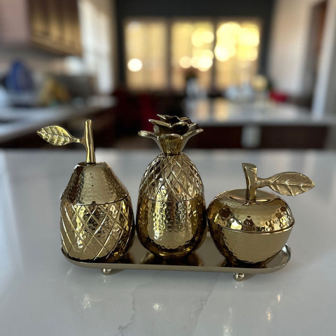 Urban Designs 4-PC Decorative Table Centerpiece Storage Jar Set - Gold