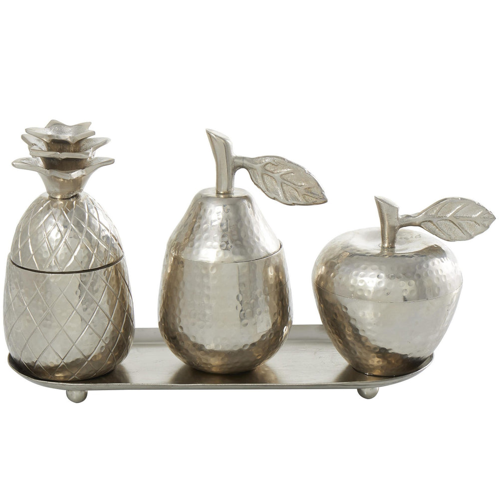 Urban Designs 4-Piece Decorative Table Centerpiece Storage Jar Set - Silver