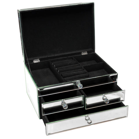 Urban Designs Legacy Mirrored Glass 3-Drawer Jewelry Box
