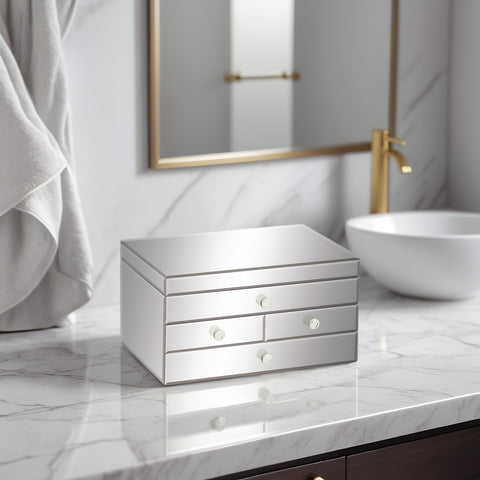 Urban Designs Legacy Mirrored Glass 3-Drawer Jewelry Box