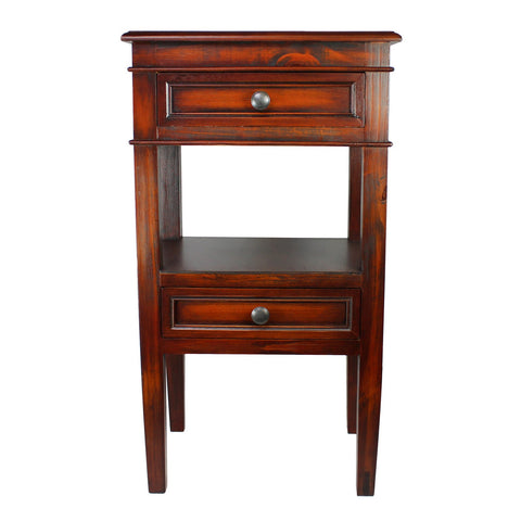 Urban Designs Erika 2-Drawer Middle Shelf Wooden Accent Side Table