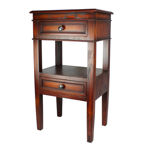 Urban Designs Erika 2-Drawer Middle Shelf Wooden Accent Side Table