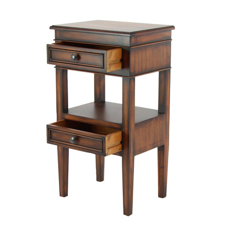 Urban Designs Erika 2-Drawer Middle Shelf Wooden Accent Side Table