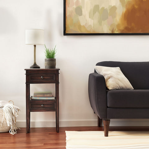 Urban Designs Erika 2-Drawer Middle Shelf Wooden Accent Side Table