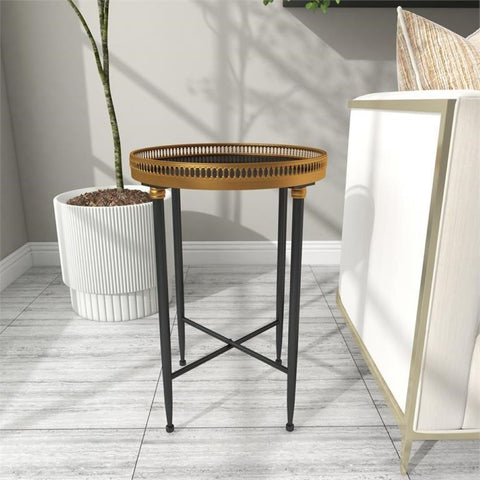 Urban Designs Elise Marble Top Round Accent Table