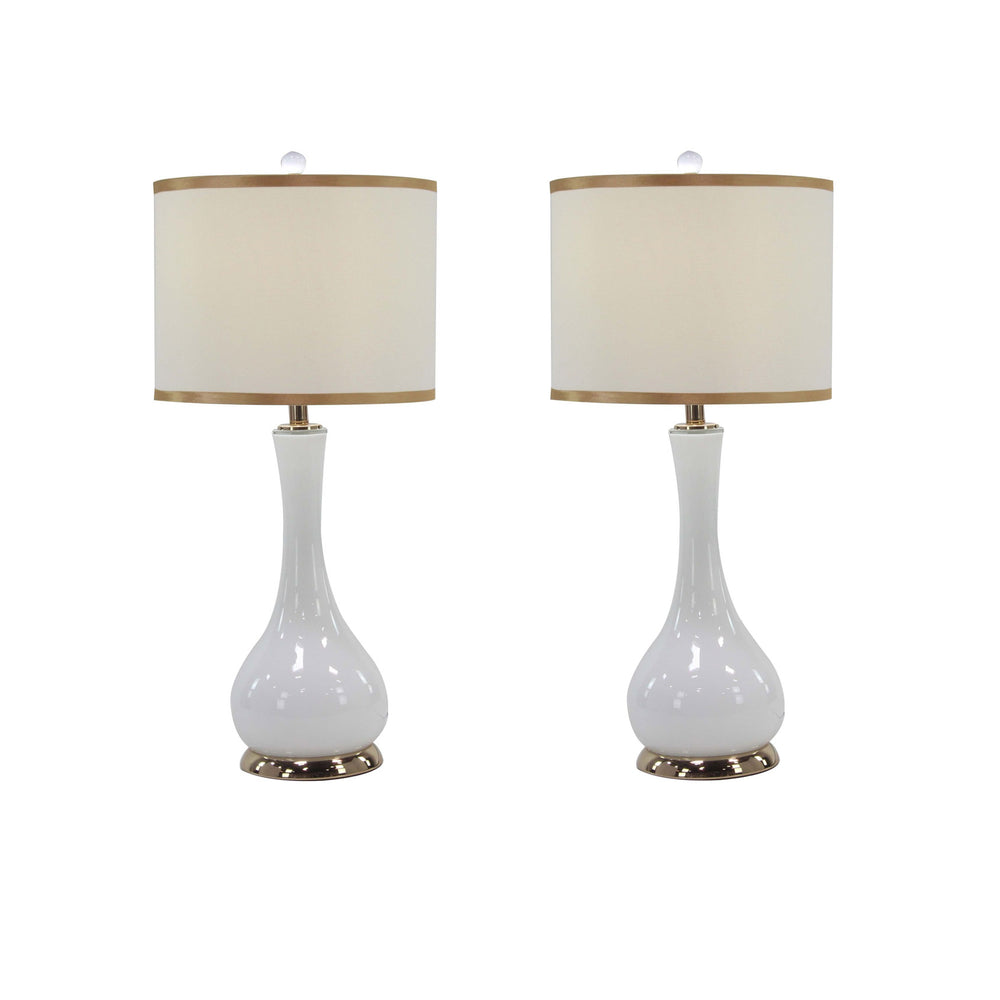 Urban Designs Avalon Gold and White Glass Tear Drop Jar Table Lamp - Set of 2