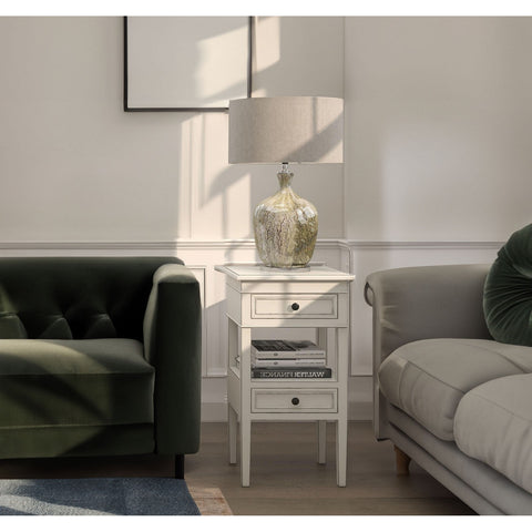 Urban Designs Erika 2-Drawer Middle Shelf Wooden Accent Side Table