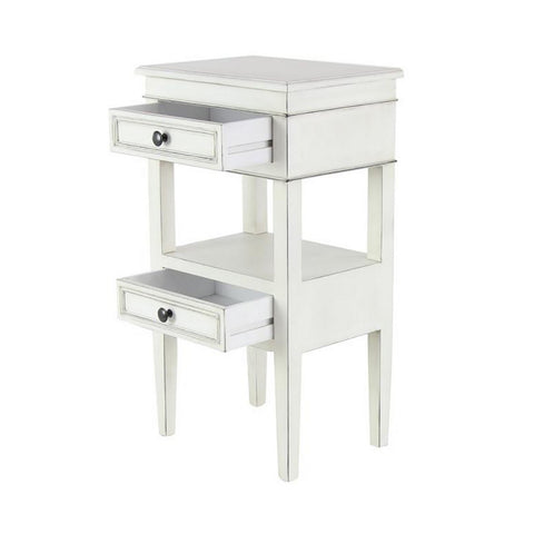 Urban Designs Erika 2-Drawer Middle Shelf Wooden Accent Side Table