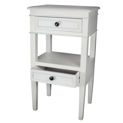 Urban Designs Erika 2-Drawer Middle Shelf Wooden Accent Side Table