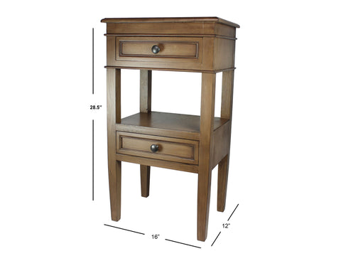 Urban Designs Erika 2-Drawer Middle Shelf Wooden Accent Side Table