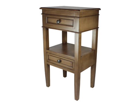 Urban Designs Erika 2-Drawer Middle Shelf Wooden Accent Side Table