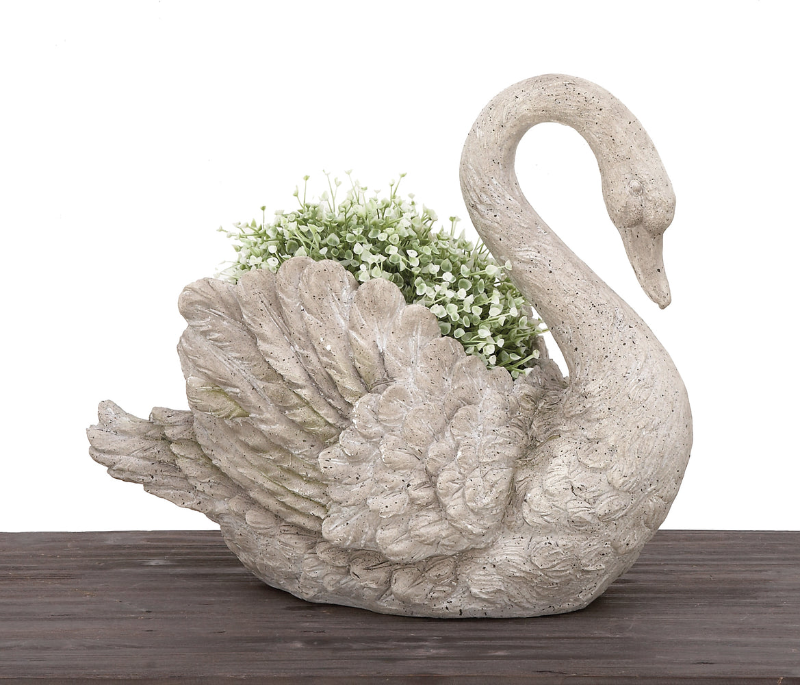 Urban Designs Swan Cast Stone Planter Garden Decor