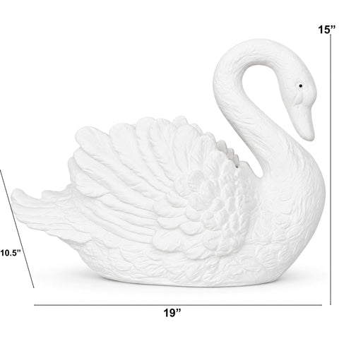 Urban Designs Swan Cast Stone Planter Garden Decor - White