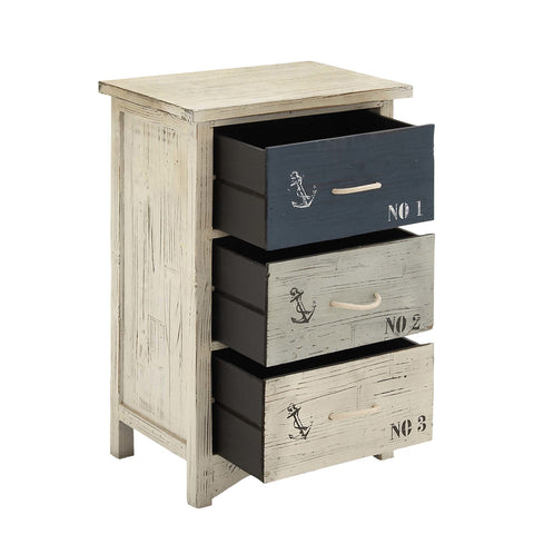 Urban Designs Malibu 3-Drawer Nautical Chest Accent Table