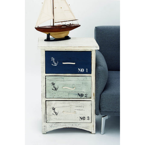 Urban Designs Malibu 3-Drawer Nautical Chest Accent Table
