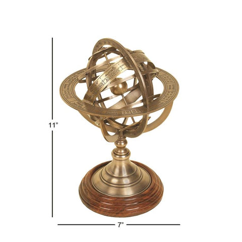 Urban Designs Engraved Brass Tabletop Armillary Nautical Sphere Globe