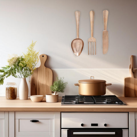 Urban Designs Aluminum 3-Piece English Utensil Wall Art - Copper Finish