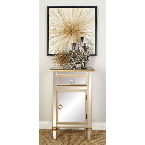 Urban Designs Gold Mirrored Cabinet Side Table