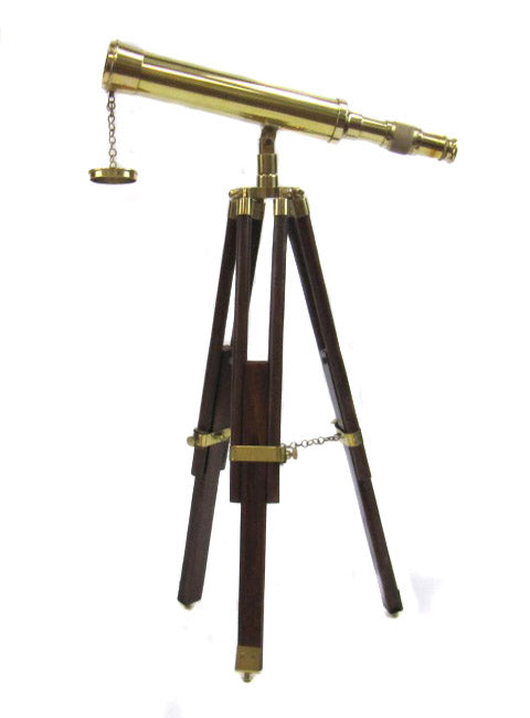 Replica Brass Table Top Telescope With Wooden Stand