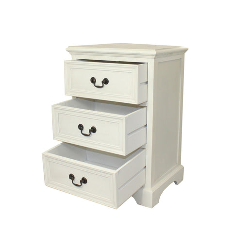 Urban Designs 3-Drawer Solid Wood Night Stand - Antiqued White