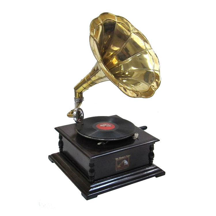 Antique Replica Phonograph Gramophone - Brass Horn