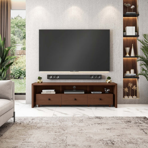 Urban Designs Elegant TV Stand For TV Up To 75 with Storage - Hickory