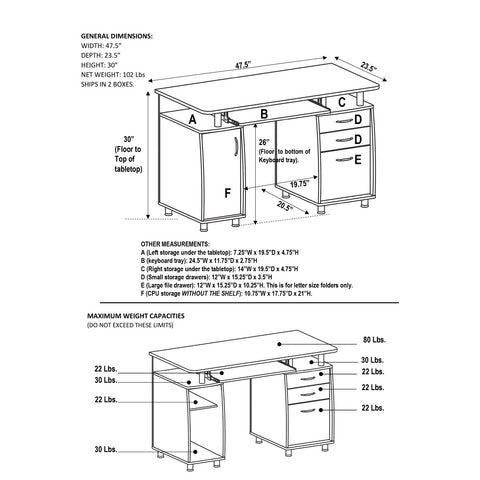 Urban Designs Multifunctional Office Desk with File Cabinet