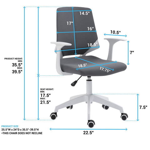 Urban Designs Two Looks Height Adjustable Mid Back Office Chair