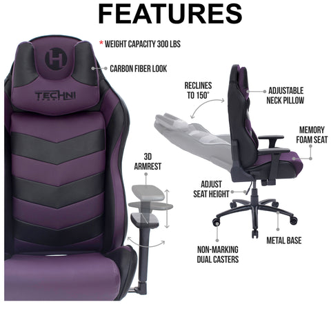 Urban Designs Chevron Ergonomic Racer Style Video Gaming Chair