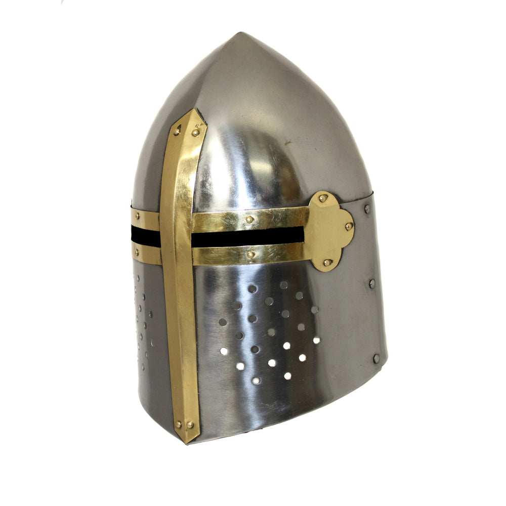 Urban Designs Antique Replica Medieval Sugarloaf Armor Helmet - Silver and Gold