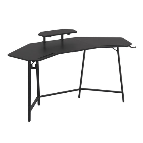 Urban Designs Black Gaming Desk with Accessory Holders and Shelf