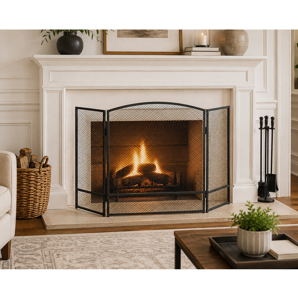 Urban Designs 3-Panel Folding Fireplace Screen, 48" W x 29" H