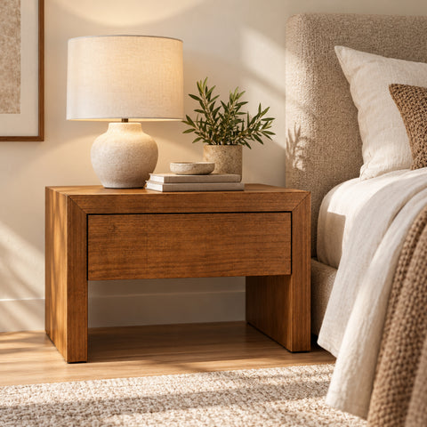 Urban Designs Modern 1-Drawer Wood Nightstand with Open Base