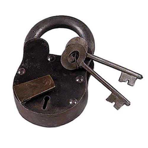 Urban Designs Reproduction Antique 4.5"H Lock Padlock With Keys