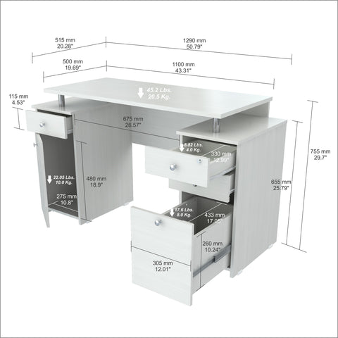 Inval Computer Desk - Laricina White