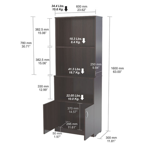 Inval Bookcase with Storage Area - Espresso Wengue