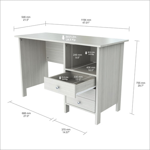 Inval Computer Desk - Laricina White