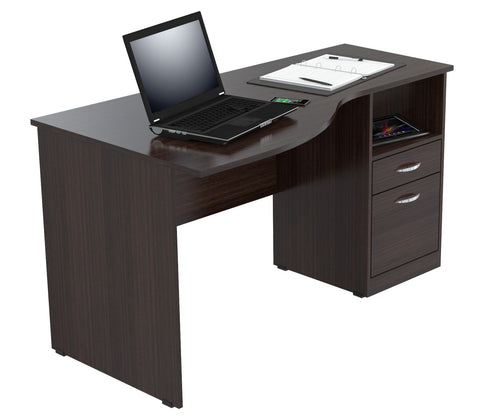 Inval Imported Wooden Modern Curved Top Computer Desk with Storage Drawers