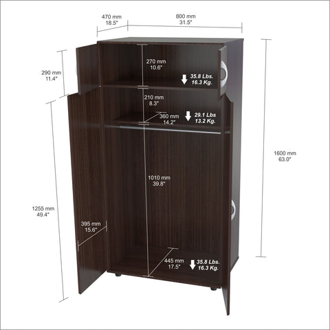 Inval Four Door Wardrobe/Armoire - Espresso Wengue