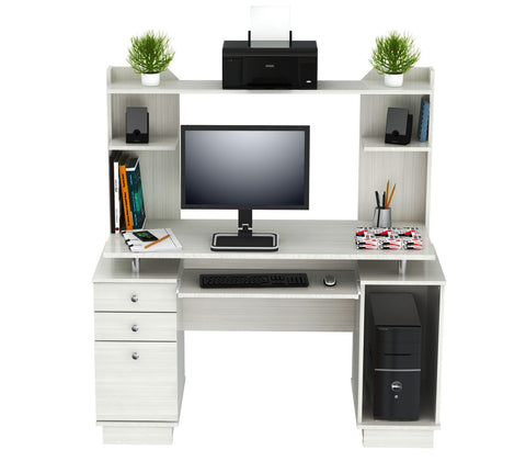 Inval Computer Work center/Credenza with Hutch - Laricina White