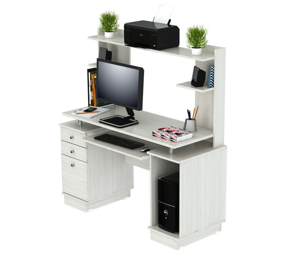 Inval Computer Work center/Credenza with Hutch - Laricina White