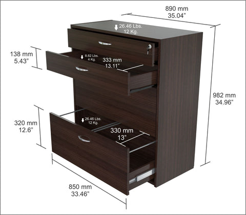 Inval Four Drawer Storage/Filing Cabinet - Espresso Wengue