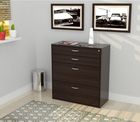 Inval Four Drawer Storage/Filing Cabinet - Espresso Wengue