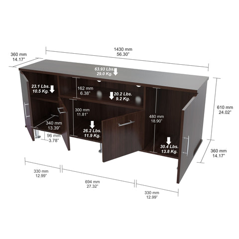 Inval 60 Inches Flat-Screen TV Stand - Espresso Wengue