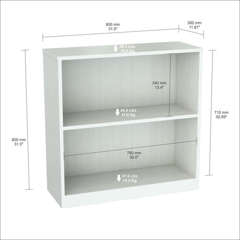 Inval Imported Modern Wooden 2-Shelf Bookcase/Hutch in White