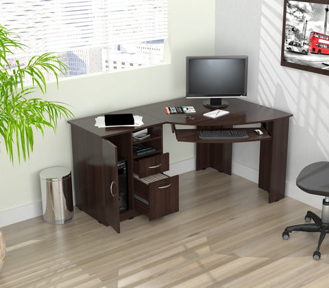 Inval Imported Wooden Computer Workstation Desk with Storage Drawers