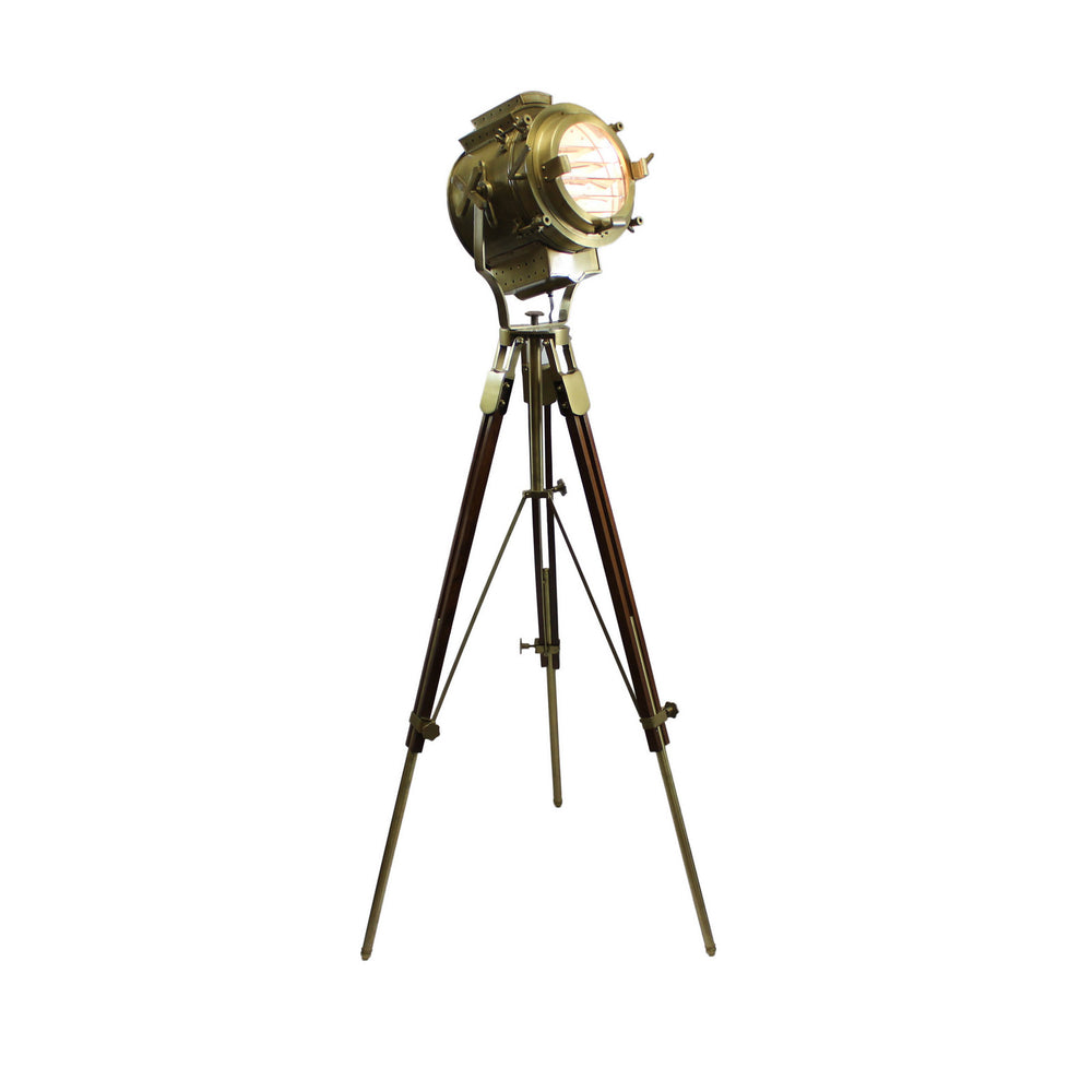 Urban Designs 82-Inch Gold Round Cinema Studio Spotlight Floor Tripod Lamp