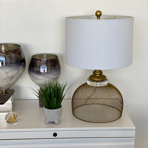 Urban Designs Eugenia Golden Metal Cage Table Lamp
