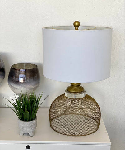 Urban Designs Eugenia Golden Metal Cage Table Lamp