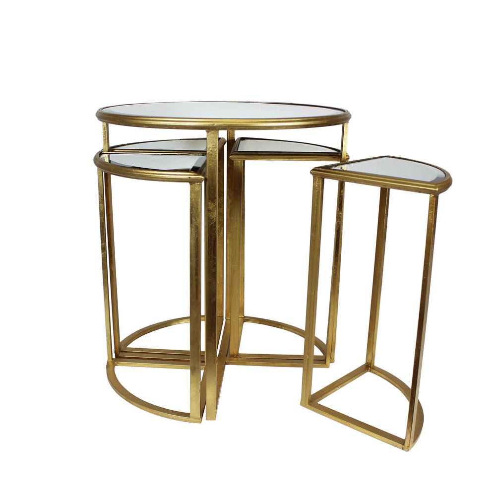 Urban Designs Round Gold Mirror Accent Table - Set of 5